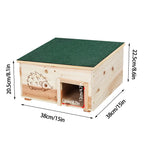 Wooden Hedgehog House Small Animal Shelter Hideout Predator Proof Hedgehog Hibernation Shelter Habitat Nest Box with Roofing - shimendi