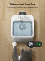 DownyPaws 2.5L Automatic Stainless Steel Cat Water Fountain 4000mAh Wireless Pet Drinker Battery & Sensor 2 in 1 Dispenser - shimendi
