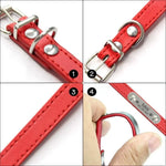 Personalized Dog Collar Name Carved ID Anti-lost Solid PU Leather Collar For Small Medium Large Dogs Puppy Cat Pet Supplies Pink - shimendi