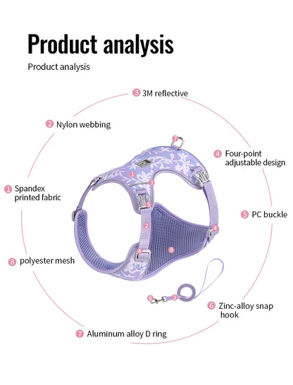 Truelove Pet Harness and Leash Set Ultra-Lightweight Breathable High Quality Nylon Mesh Reflective Night Training Dog TLH2918