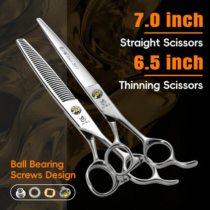 Fenice High-grade JP440C Alloy Steel 7.0/7.5 inch Pet Grooming Scissors Dog Hair Cutting Shears Tool for Pet Groomer Beautician