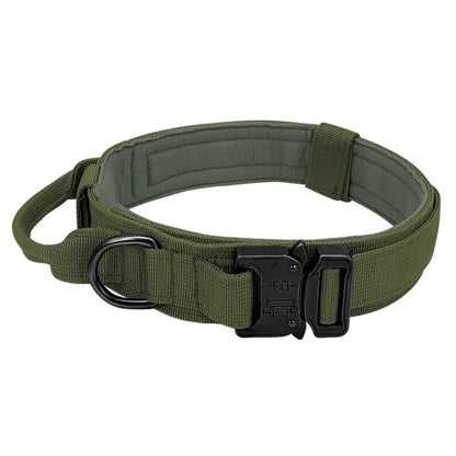 Tactical Dog Collar Adjustable Military Training Nylon Dog Necklace with Control Handle Heavy Metal Buckle for Medium Large Dog