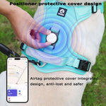 Dog Harness with Airtag Holder and Leash Set-Premium Oxford Breathable Material Durable Reflective Dog Harness and Leash Set - shimendi