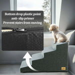 3/4 Steps High Density Foam Dog Stairs Ramps, for High Beds and Sofa, Non-Slip Pet Steps Sofa Bed Ladder, with Washable Cover - shimendi