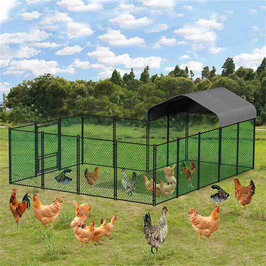 Heavy Duty XXL Chicken Run Coop Cage Walk In Coop Poultry Hen Rabbit Metal Kennel Hutch Pen with Waterproof UV Cover Outdoor shimendi Sécurité et Confort pour Chien chat| Shimendi