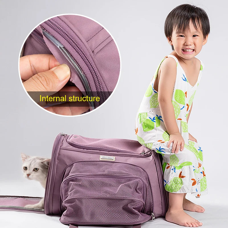 Truelove Nylon Oxford Large Space Comfortable Travel Foldable Hook Pet Carrier Bag Portable Puppy Cat Carrier Backpack TLX4971