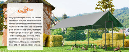 Heavy Duty Upgrade Outdoor Chicken Coop Large Metal Chicken Run Walkin Poultry Habitat Chicken Poultry Cage w/ Waterproof Cover