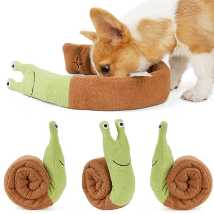 Dog Squeak Toys Pet Sniffing Plush Snails Toys Tibetan Food Molar Puzzle Dog Toys For Grinding Teeth Food Olfactory Training