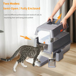 XXL Stainless Steel Cat Litter Box Enclosed Puppy Cat Litter Tray with Lid Large Litter Pan High Wall Side Easy Cleaning Toilet shimendi Sécurité et Confort pour Chien chat| Shimendi