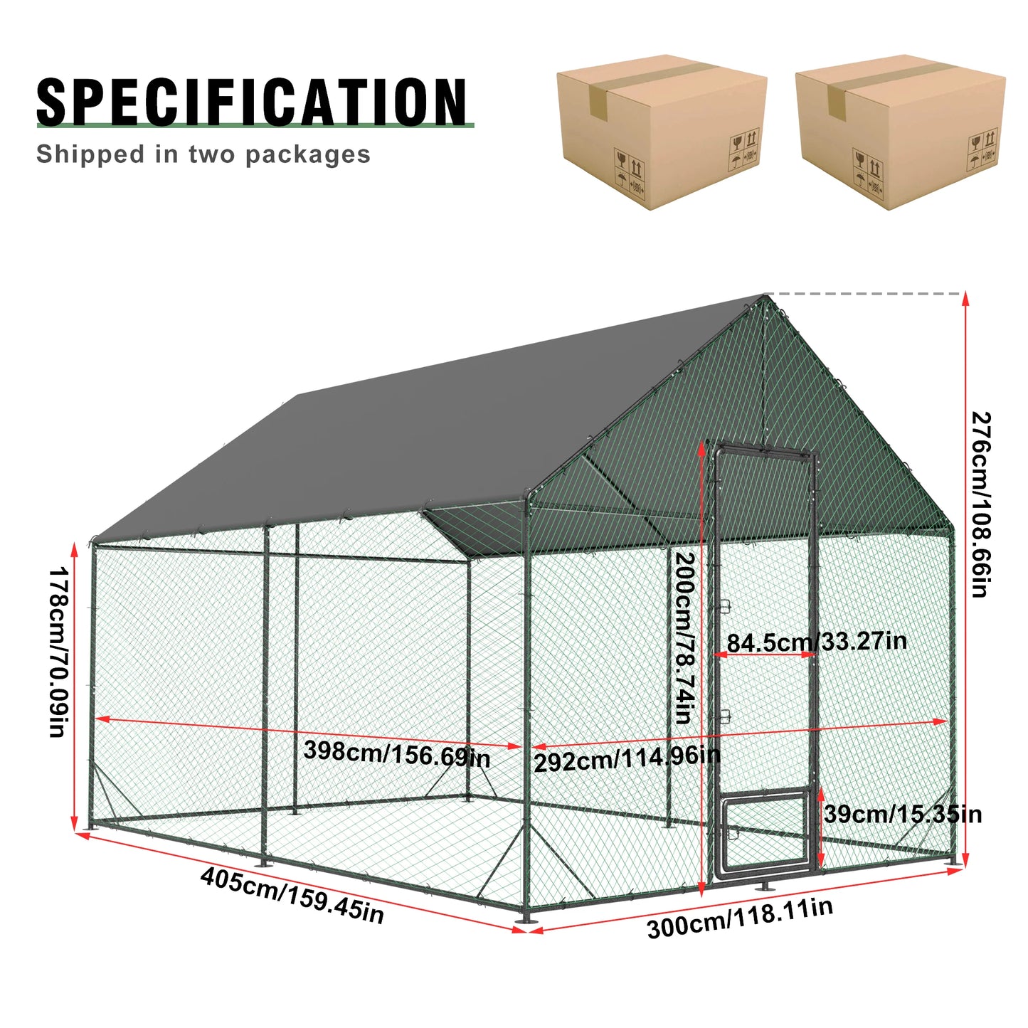 Heavy Duty Upgrade Outdoor Chicken Coop Large Metal Chicken Run Walkin Poultry Habitat Chicken Poultry Cage w/ Waterproof Cover