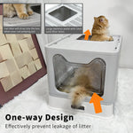 Front Entry Top Exit Cat Litter Tray Box with Scoop and Drawer Foldable Hooded Kitty Pet Toilet Extra Large - shimendi