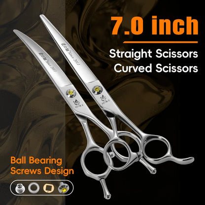 Fenice High-grade JP440C Alloy Steel 7.0/7.5 inch Pet Grooming Scissors Dog Hair Cutting Shears Tool for Pet Groomer Beautician