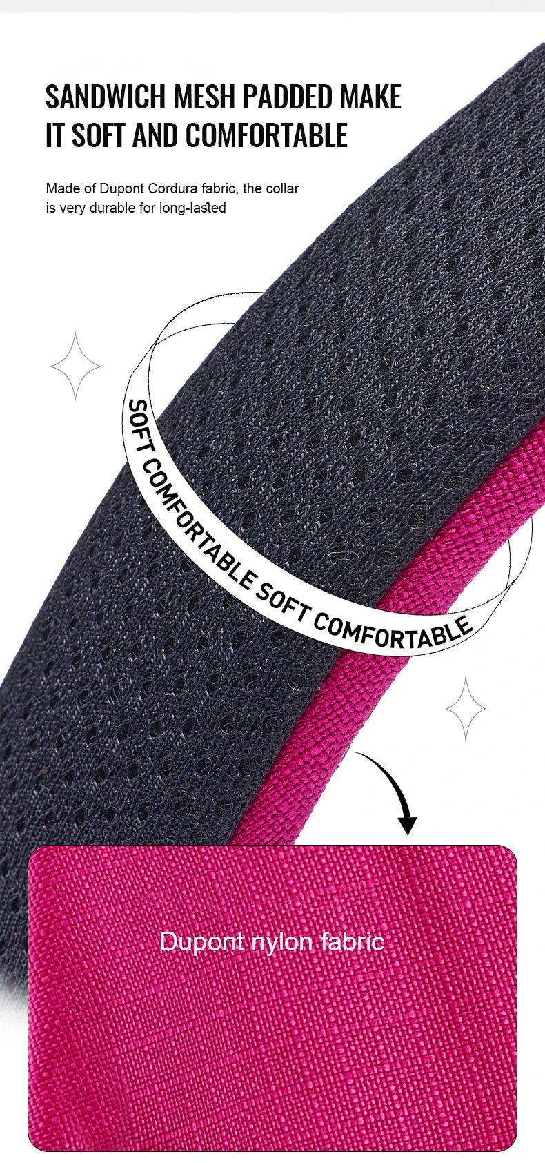 Truelove Pet Collar Reflective Multifunctional Personalized Dog Collar DuPont Soft Breathable Adjustable for Large Dogs TLC5611