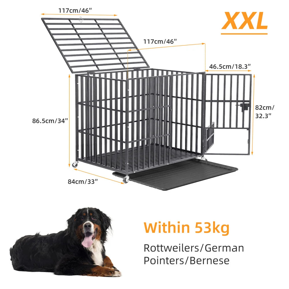 XXL Large Heavy Duty Dog Crate Strong Pet Cage Tear
