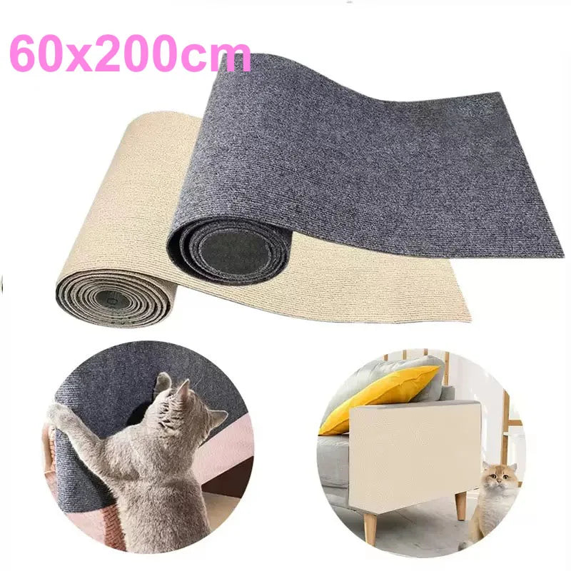 60x200cm Cat Scratcher Sofa Protector Cats Scratcher Pad Board Protection Trimmable Self-adhesive Carpet DIY Cat Scratch Mat - shimendi