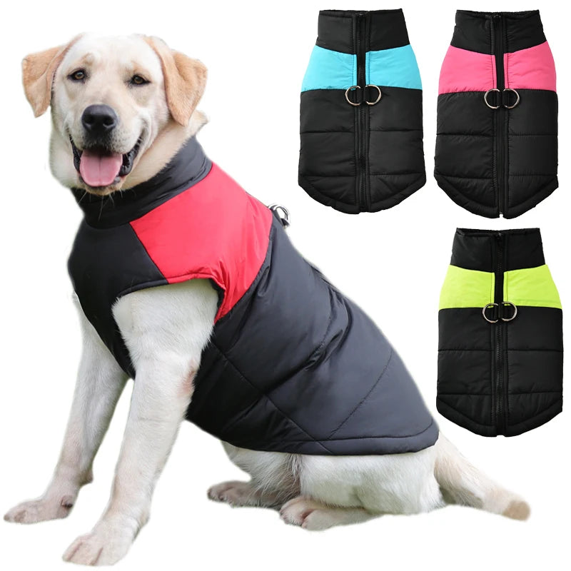 Winter Big Dog Clothes Waterproof Vest Jacket For Small Dogs Cats Outdoor Warm Puppy Coat With D Ring Labrodor Pug Pet Costume - shimendi