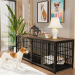 Large Wooden Dog Crate Indoor Furniture Style Elevated Pet - shimendi
