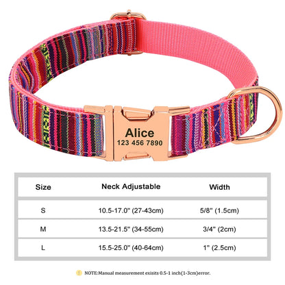 Personalized Dog Accessories Collar Nylon Printed Pet Puppy Collar Dog ID Collars Free Engraved ID for Small Medium Large Dogs