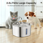 ZYFeeder 2.2L Automatic Cat Water Fountain Square Stainless Steel Pet Water Feeder Dog Water Fountain with window（No 5V 1A Plug） - shimendi
