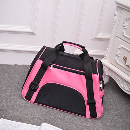 Pet Portable Foldable Four Sided Breathable Mesh Pet Bag Cat and Dog One Shoulder Travel Bag Crossbody Handbag Backpack Cat Bag