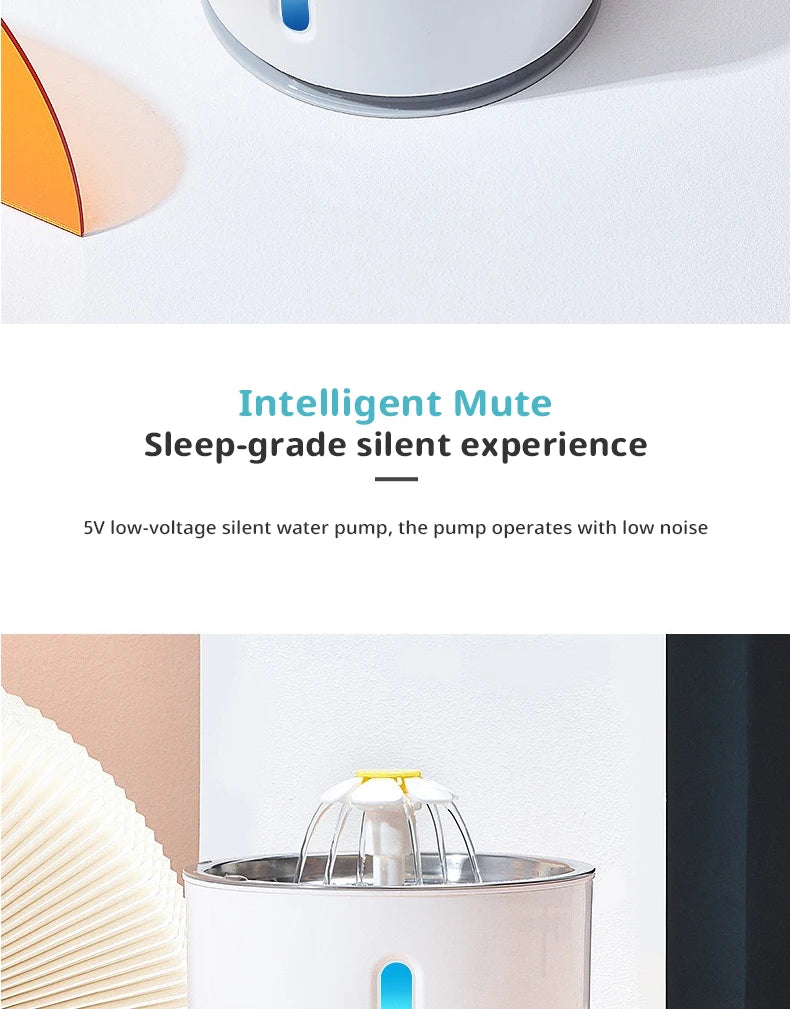 New 3.2L Stainless Steel Cat Water Fountain, USB Auto Smart Pet Drinking Fountain with Visual Water Window, Silent Pump for Cats