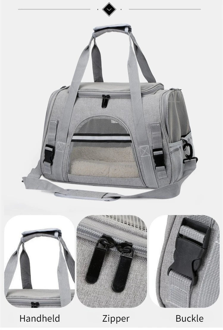 Pet Carrier Bag Foldable Small Dog Cat Carrying Out Bags Expansion Pet Travel Bag Mesh Breathable Expansion Crossbody Handbag