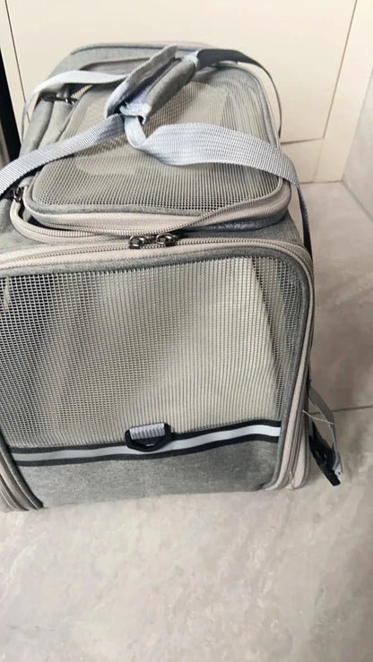 Pet Carrier Bag Foldable Small Dog Cat Carrying Out Bags Expansion Pet Travel Bag Mesh Breathable Expansion Crossbody Handbag