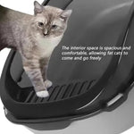 Semi-Enclosed Cat Litter Box Splashproof Kitten Toilet Tray Pet Cleaning Basin with High Sides for Indoor Use - shimendi