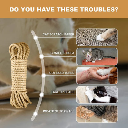 Natural Sisal Rope for Cat Tree DIY Scratching Post Toy Climbing Frame Replacement Kitten Claw Scratch Furniture Handmade Ropes