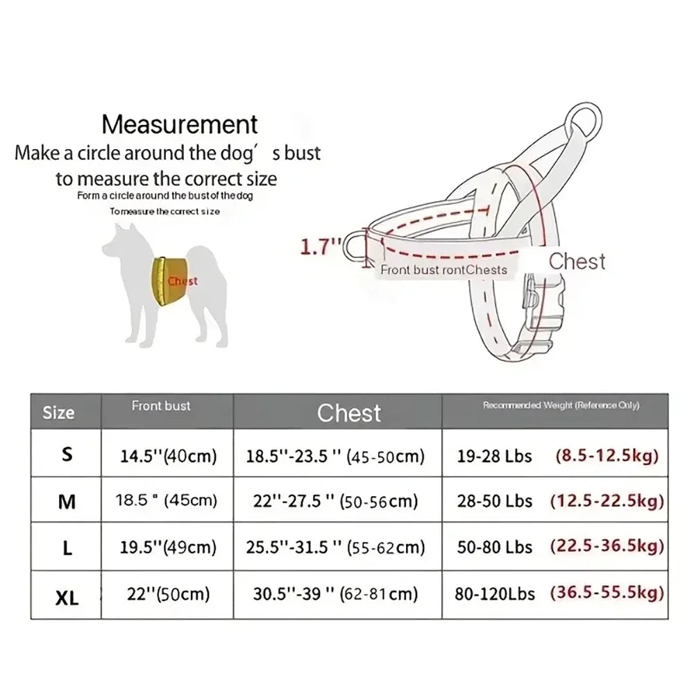 Tactical Anti-Pull Dog Harness - 1000D Nylon Adjustable for Large Dogs, Outdoor Training Vest with Handle & Reflective