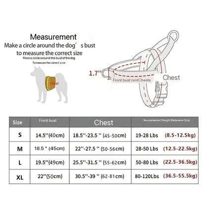 Tactical Anti-Pull Dog Harness - 1000D Nylon Adjustable for Large Dogs, Outdoor Training Vest with Handle & Reflective