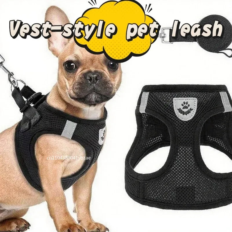 Cat Harness Vest Walking Lead Leash for Puppy Dogs Collar Polyester Adjustable Mesh Dog Harness for Small Medium Pet Accessories - shimendi