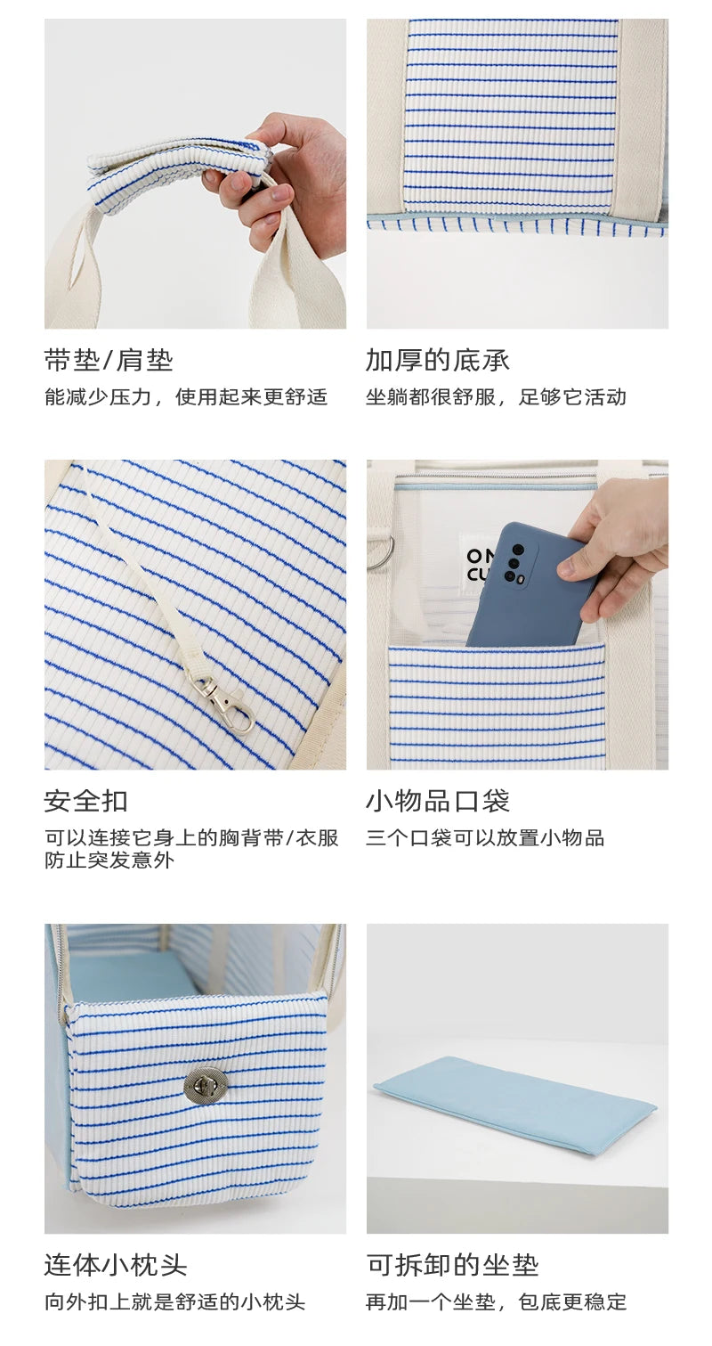 Fashion Transparent Window Pet Carrier Bag, Portable Shoulder Handbag for Small Dogs Cats, Puppy Outgoing Bag for Travel