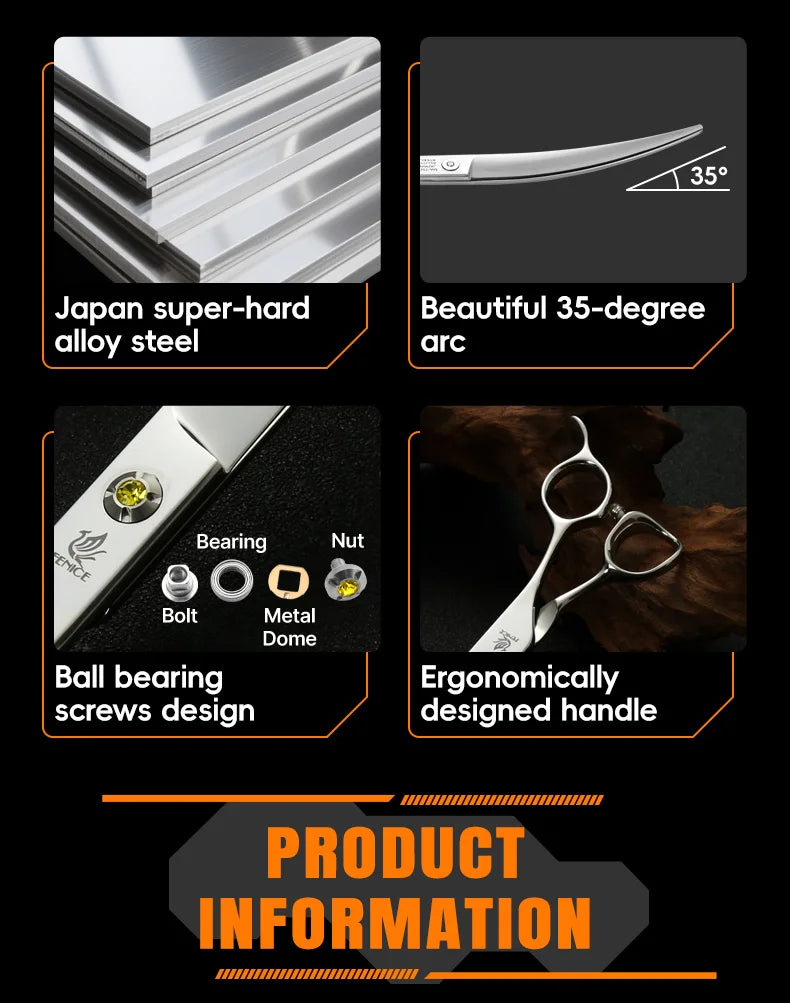Fenice High-grade JP440C Alloy Steel 7.0/7.5 inch Pet Grooming Scissors Dog Hair Cutting Shears Tool for Pet Groomer Beautician