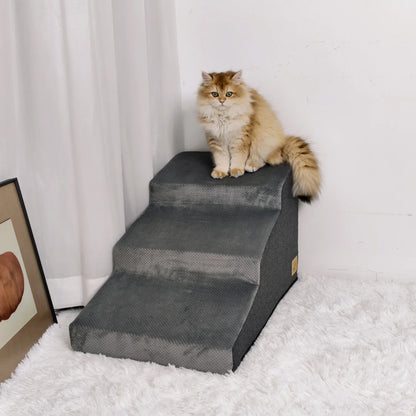 3/4 Steps High Density Foam Dog Stairs Ramps, for High Beds and Sofa, Non-Slip Pet Steps Sofa Bed Ladder, with Washable Cover