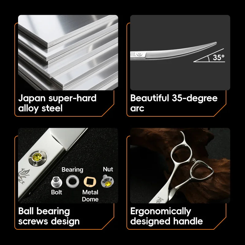 Fenice High-grade JP440C Alloy Steel 7.0/7.5 inch Pet Grooming Scissors Dog Hair Cutting Shears Tool for Pet Groomer Beautician