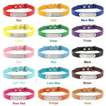 Personalized Dog Collar Name Carved ID Anti-lost Solid PU Leather Collar For Small Medium Large Dogs Puppy Cat Pet Supplies Pink - shimendi