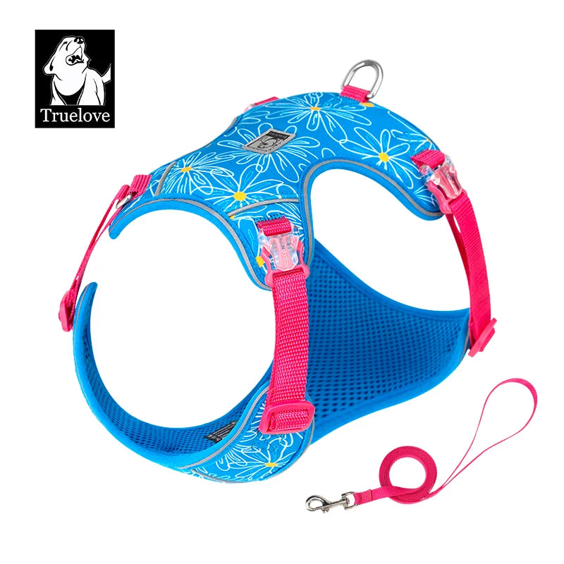 Truelove Pet Harness and Leash Set Ultra-Lightweight Breathable High Quality Nylon Mesh Reflective Night Training Dog TLH2918