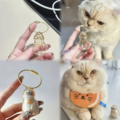 Ginger Cat Keychain Pendant Backpack Siamese Calico Hair