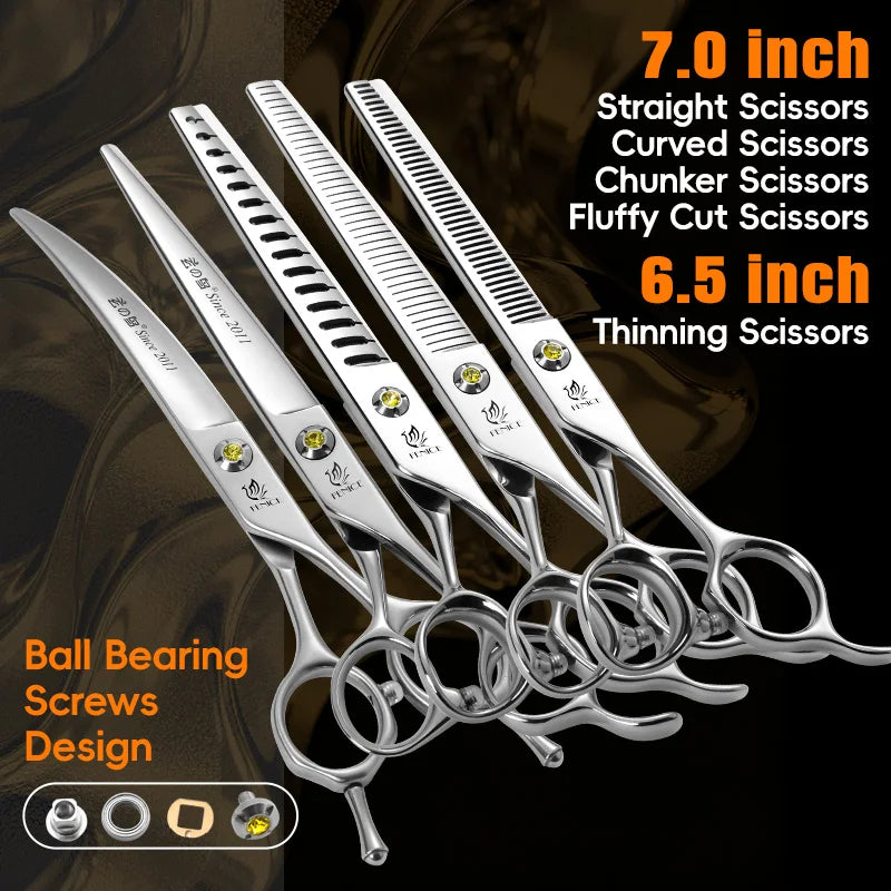Fenice High-grade JP440C Alloy Steel 7.0/7.5 inch Pet Grooming Scissors Dog Hair Cutting Shears Tool for Pet Groomer Beautician