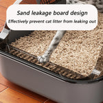 Cat Litter Box Thickening Kitty Sandbox Semi-enclosed High Side Splashproof Pet Bedpans with Litter Scoop Cleaning Cat Supplies - shimendi