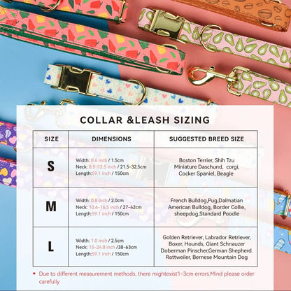 Luxury Brand Summer Colorful Season Adjutable Dog Collar And Leash Set For Small Medium Large Dogs