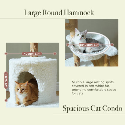 Large Cat Tree Tower with Sisal Scratching Post Wicker Basket Bed Flower Cat Condo Indoor Modern Cat Furniture Cat Accessories