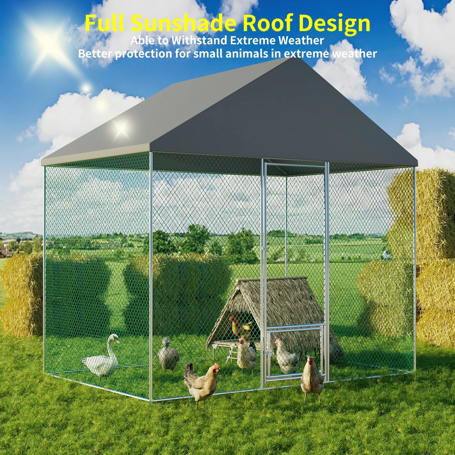 XXL XL Large Outdoor Chicken Run Coop Heavy Duty Walk-In