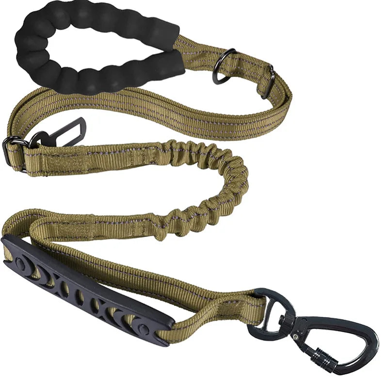 Reflective Shock Absorbing Pet Leashes with Car Seatbelt，Medium and Large Dog Tactical Safety Leash，Explosion-proof Dog Leash