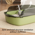 Cat Litter Box Thickening Kitty Sandbox Semi-enclosed High Side Splashproof Pet Bedpans with Litter Scoop Cleaning Cat Supplies - shimendi