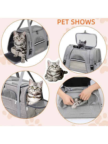 Pet Carrier Bag Airline Approved Up for Cats and Dogs Up to 20LBs, Soft Cat Carrier Dog Carrier Travel Kitten Carrier with Mat