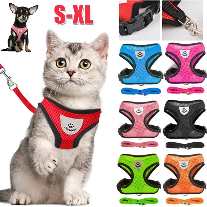 Cat Dog Harness with Lead Leash Adjustable Vest Polyester Mesh Breathable Harnesses Reflective sti for Small Dog Cat accessories shimendi Sécurité et Confort pour Chien chat| Shimendi