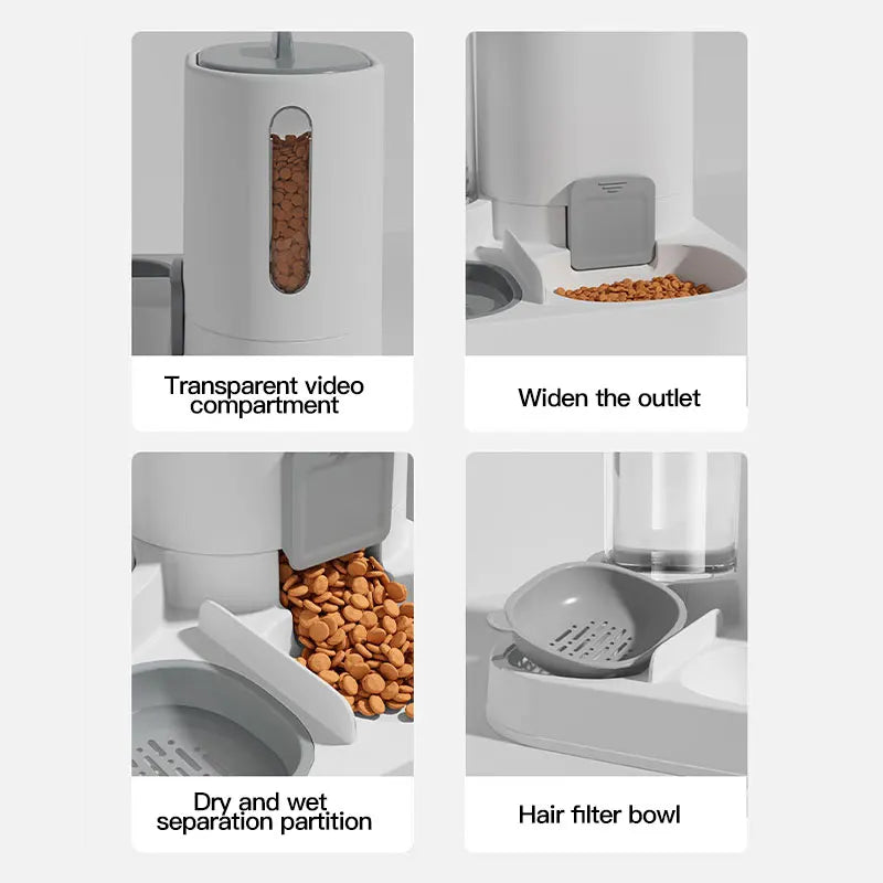 1-Pack Automatic Gravity-Fed Cat Water Dispenser & Feeder - Spill-Proof Large Capacity One-Piece Design,