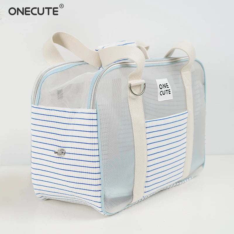 Fashion Transparent Window Pet Carrier Bag, Portable Shoulder Handbag for Small Dogs Cats, Puppy Outgoing Bag for Travel